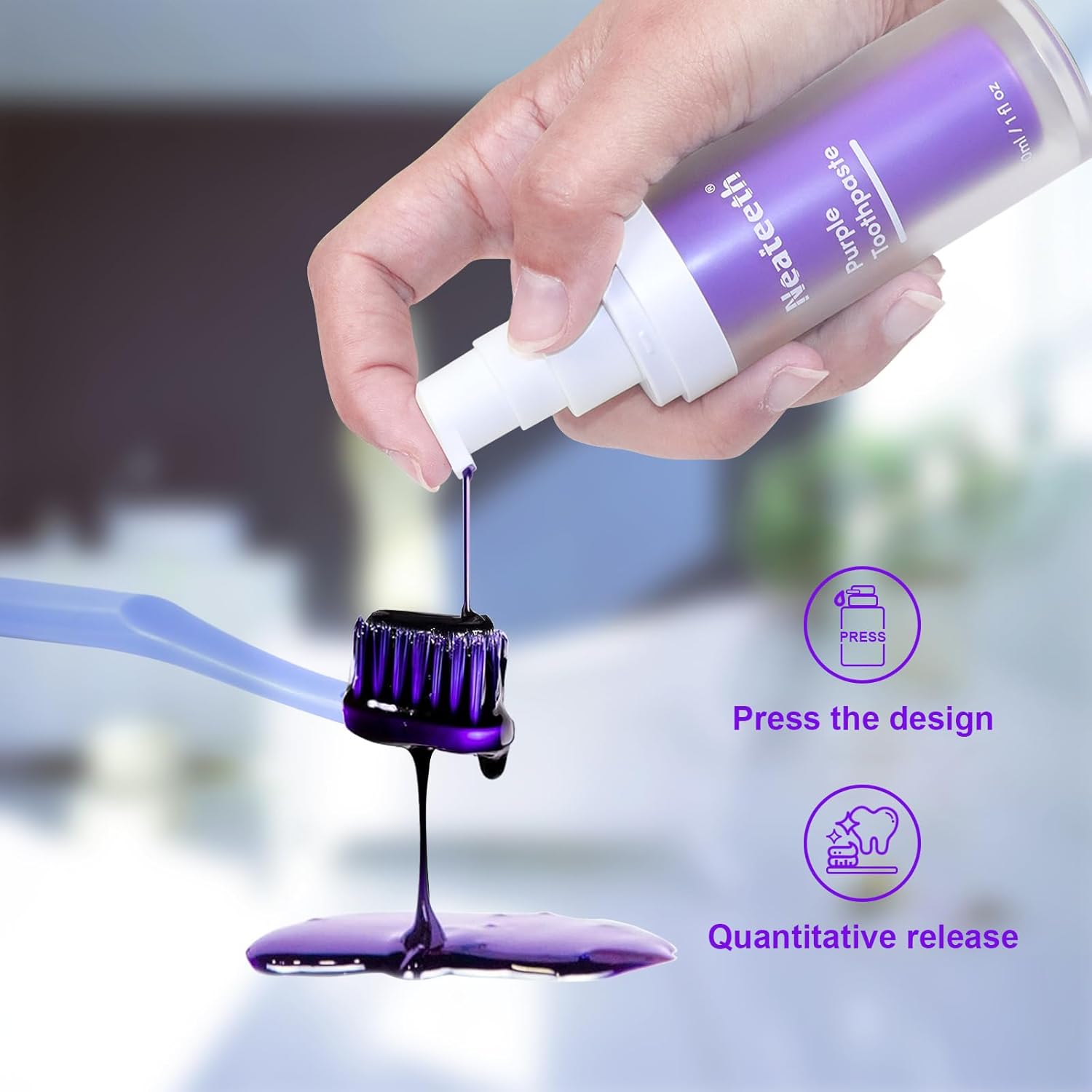 Purple Toothpaste for Teeth Whitening, Color Correcting Purple Whitening Toothpaste for Yellow Teeth, Gentle Stain Remover, Brighten & Refresh Your Smile