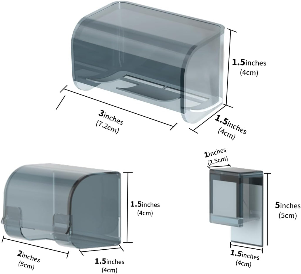 3 Pack Toothbrush Holders Toothpaste Clip and Razor Holder with Cover for Bathroom,Wall Mounted, Self Adhesive, Waterproof, 2 Slots Plastic Toothbrush Organizer Storage