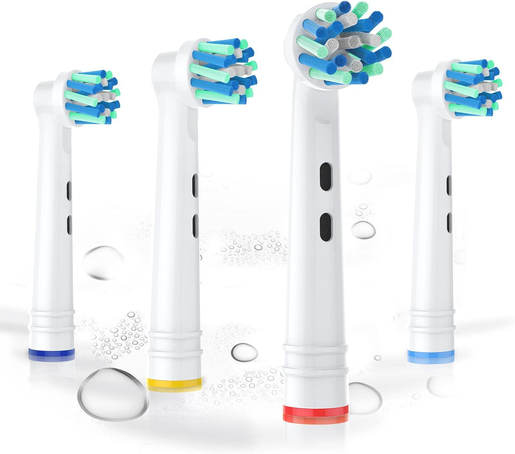 Replacement Toothbrush Heads Compatible with Oral B Electric Toothbrushes, 4pcs, Round Head Fits for CrossAction, Accessories for Vitality Plus