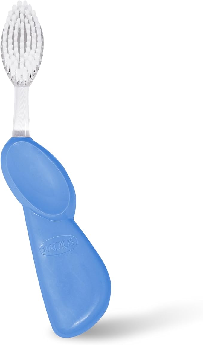 RADIUS Toothbrush Big Brush with Replaceable Brush Head BPA Free ADA Accepted - Right Hand - Pastel Periwinkle Blue Brush with Pastel Periwinkle Blue Case