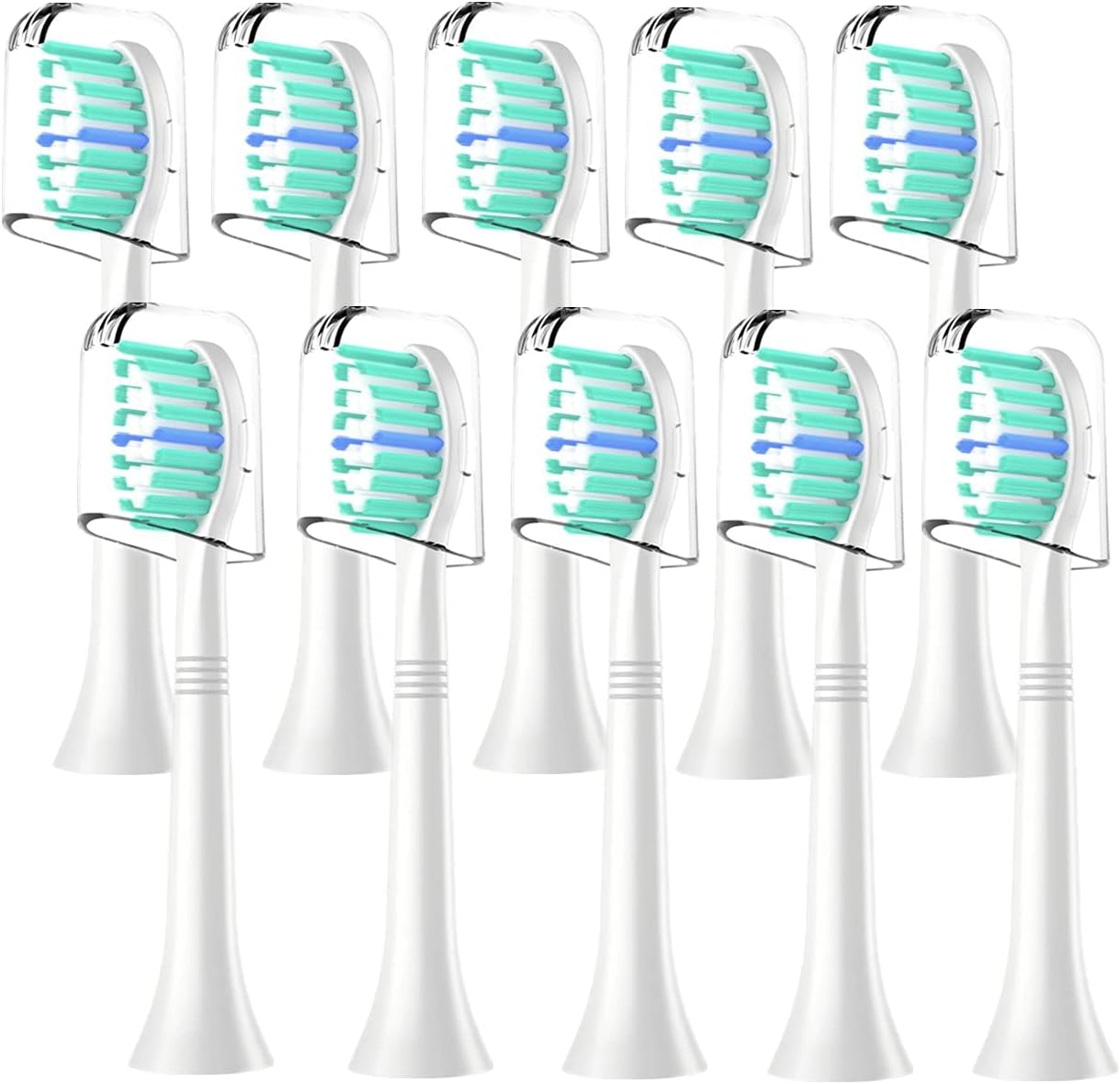 Replacement Toothbrush Heads Compatible with Philips Sonicare:10 Pack Professional Electric Brush Heads for 4100 6100 &More Snap-on Handles