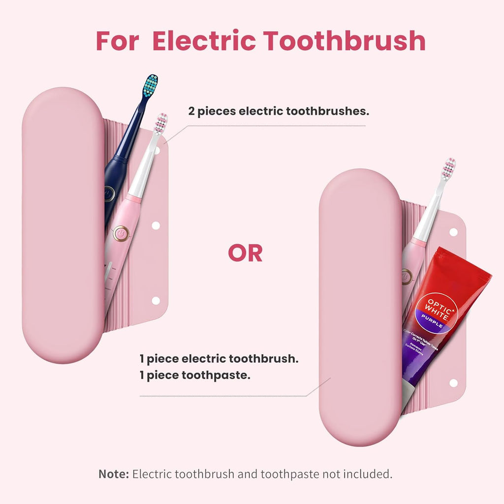 Silicone Electric Toothbrush Travel Cover, Toothbrush Travel Containers Bag Case,Keeps Toothbrush Fresh and Clean, Fits Most Manual and Electric Toothbrushes - Pink