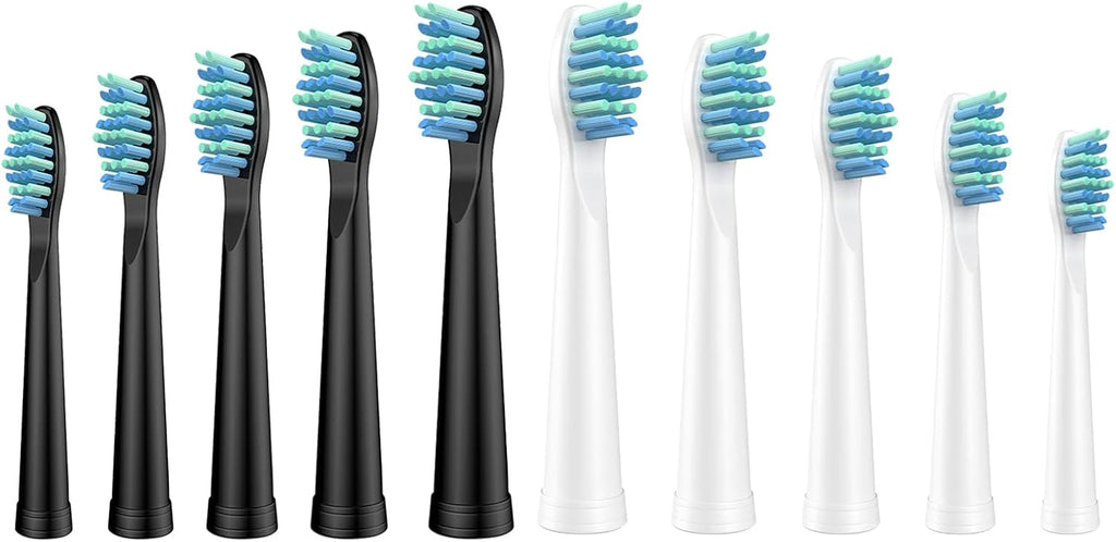 10 Pcs Electric Toothbrush Replacement Heads Compatible with Sonic-FX and Fit SnapWhite for Adults and Kids, Soft Charcoal/Nylon Bristles(5 Black+5 White)