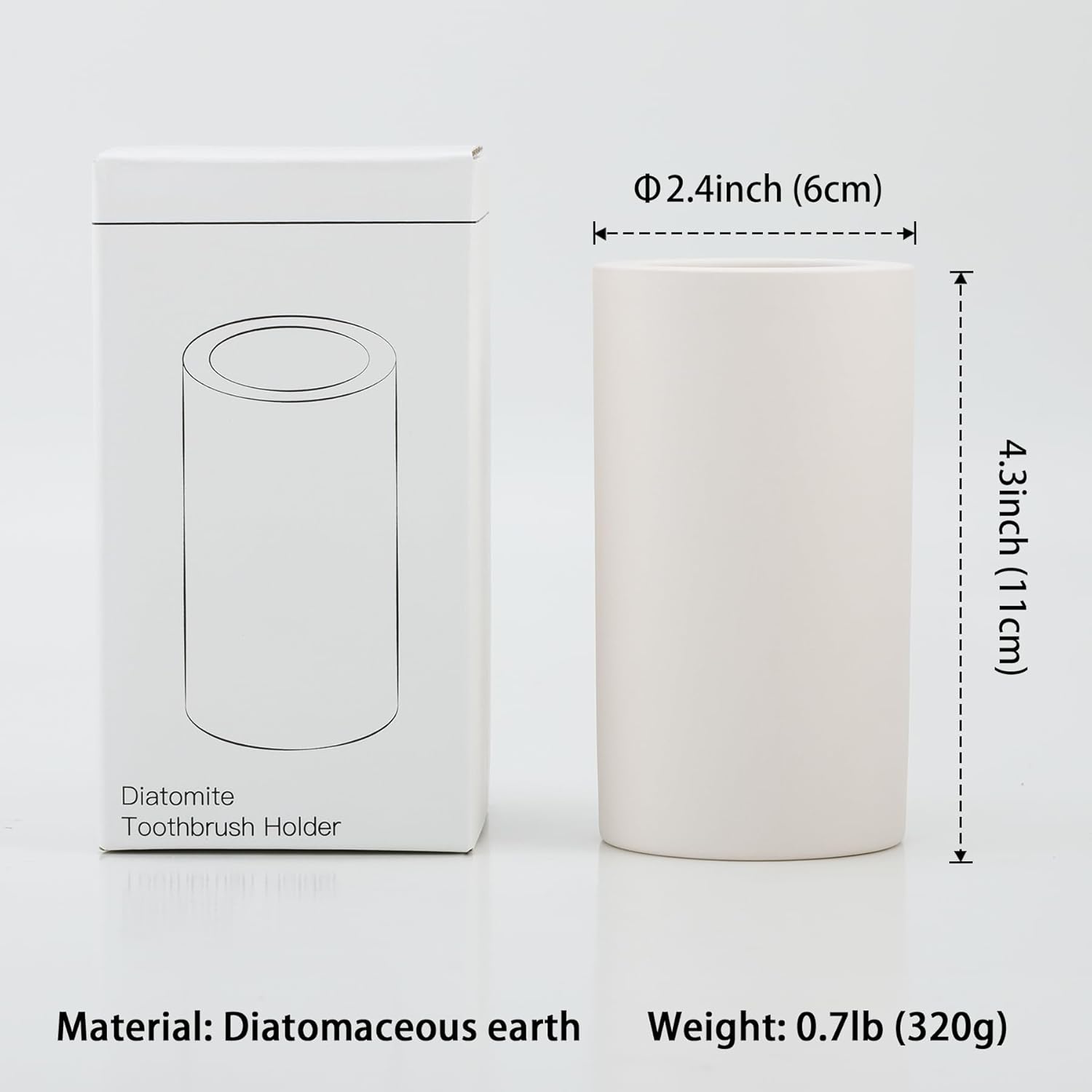 2Pcs Diatomite Toothbrush Holder for Bathroom Sink, Countertop Organizer, Quick Dry Stand Cup for Toothpaste, Razors, Makeup Brushes - Water-Absorbent & Quick-Drying (Beige, Height 4.3")