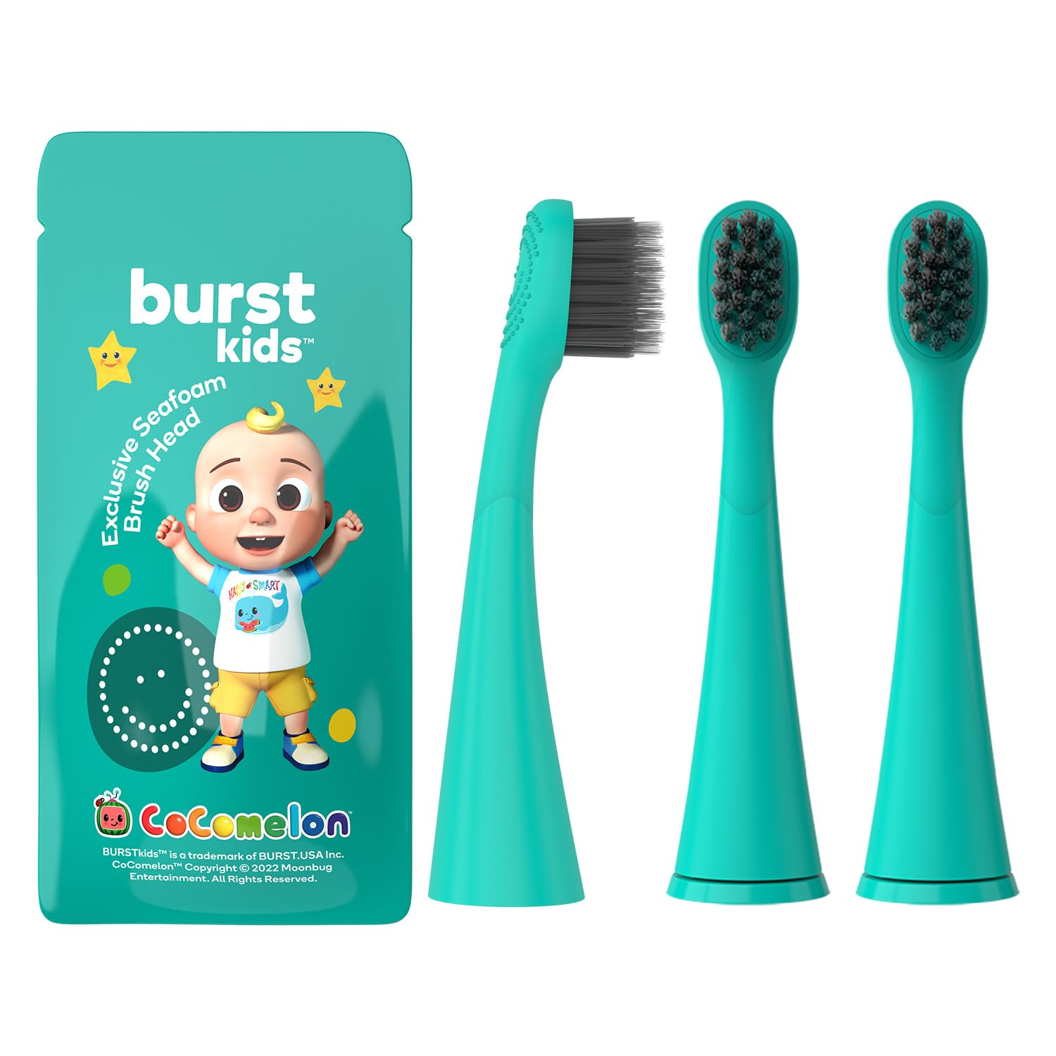 BURST Genuine Replacement Heads for Kids Electric Toothbrush (Seafoam Teal/3 Pack) | Perfect Fit | Ultra Soft Bristles | 9 Months of Supply