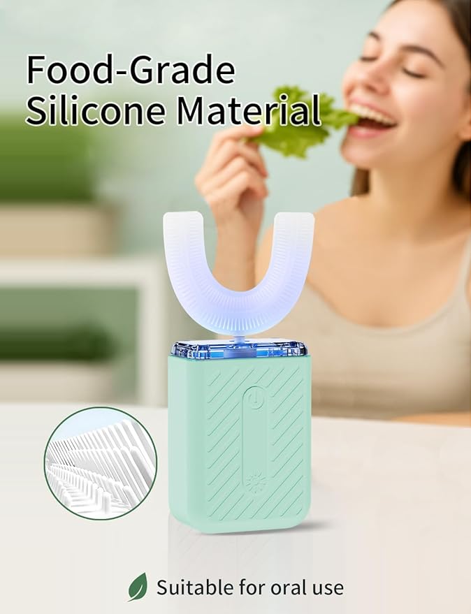 U-Shaped Electric Toothbrush for Adults, U Shaped Toothbrush with 360° Automatic Cleaning, Electric Toothbrush for Business Trips & Travel