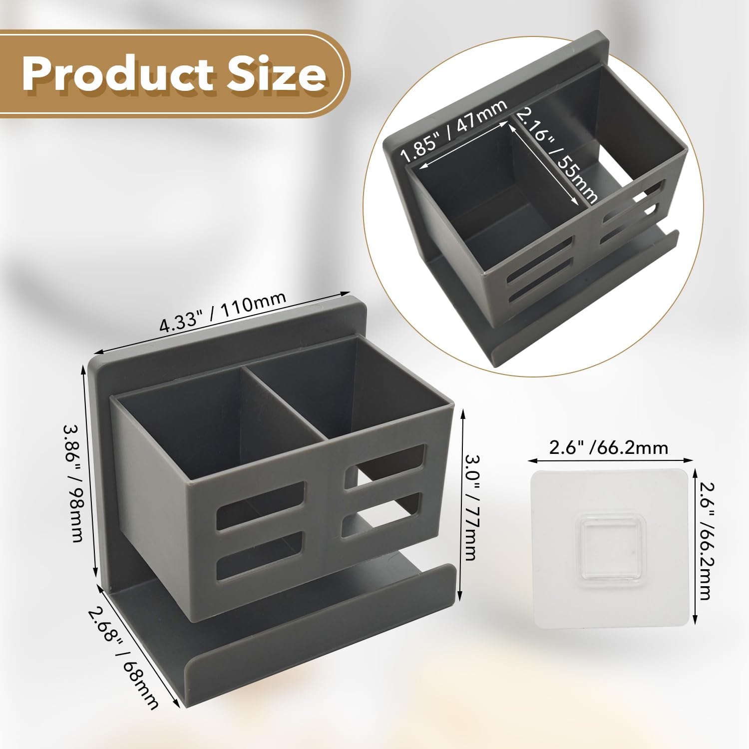 Toothbrush Holders for Bathrooms, Electric Toothbrush and Toothpaste Holder, Razor Holder for Shower, Toothbrush Holders Wall Mounted, Space Saving for Bathroom(Grey)