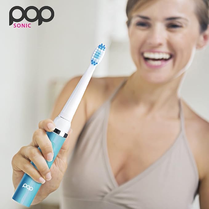 Pop Sonic Electric Toothbrush (Blue Pastel) - Travel Toothbrushes w/AAA Battery | Kids Electric Toothbrushes with 2 Speed & 15,000-30,000 Strokes/Minute, Dupont Nylon Bristles