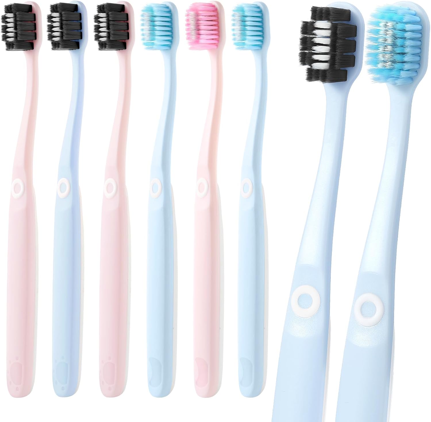 Soft Toothbrushes for Morning Freshness & Night Cleanliness, 10000+ Soft Bristle Toothbrush for Sensitive Gums, Charcoal & Silver Ions, Triple-Layer Flossing Bristles, Angled Neck Design