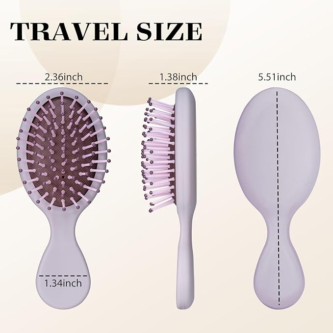 4Pcs Mini Hair Brush, Travel Detangling Brush for Girls Boys Kids Women Men, Pocket Small Hairbrush for Thick Curly Thin Long Short Wet or Dry Hair No Tangle
