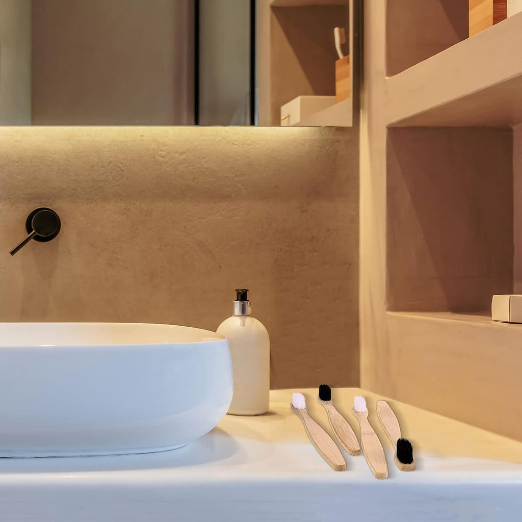 Vesici 200 Pieces Bamboo Toothbrushes Bulk Soft Bristles Toothbrushes with Micro Fur Ultra Wooden Bamboo Teeth Brushes Manual for Adults Travel Family Hotel Use Individually Packaged