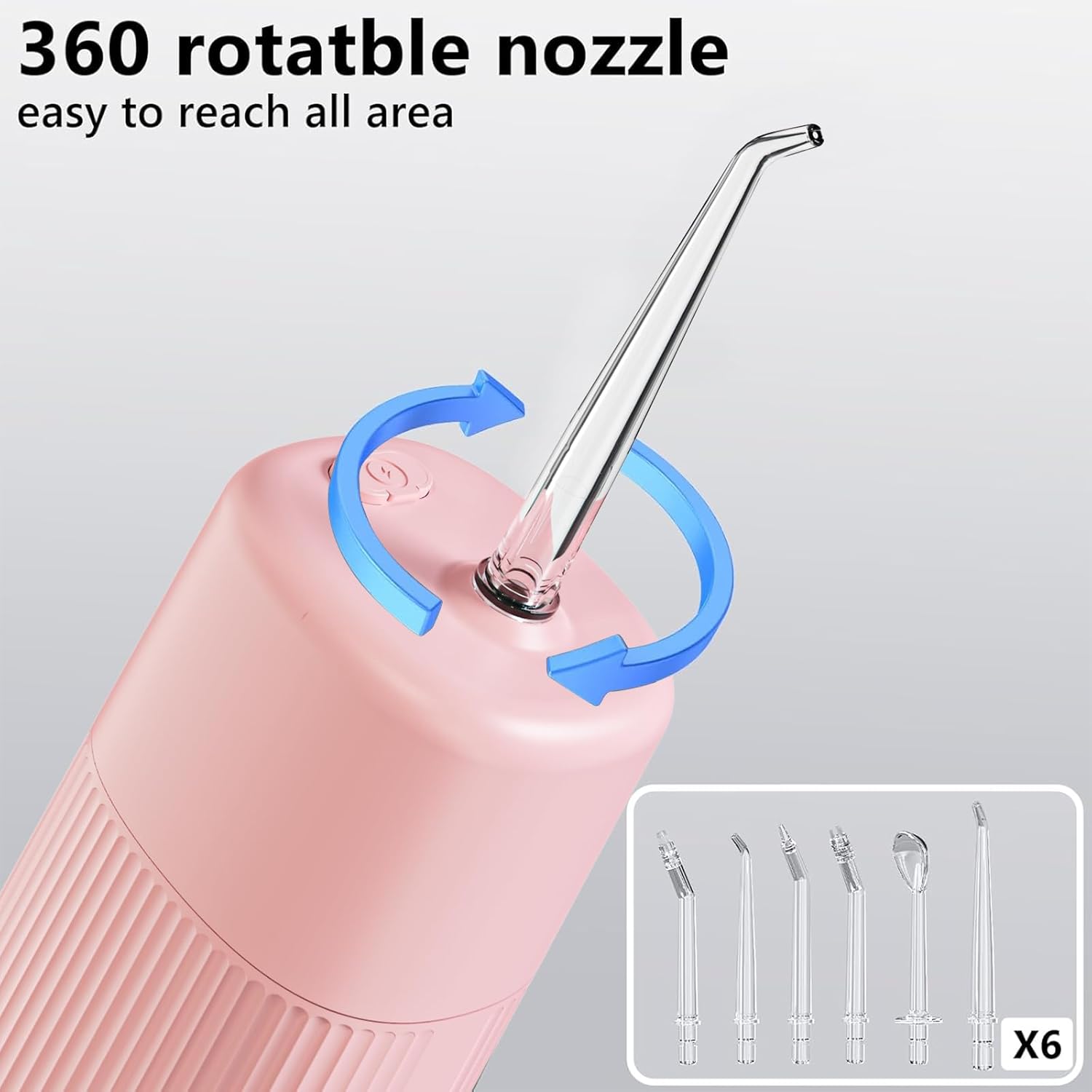 Portable Mini Water Flosser, Oral Irrigator Water Teeth Cleaner Pick with Telescopic Water Tank,3 Modes & IPX7 Waterproof, Home & Travel (Pink)