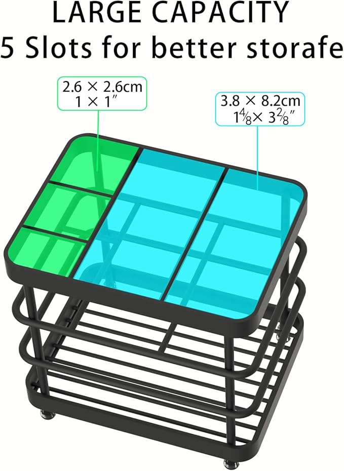 Toothbrush Holder - WHALCHI Stainless Steel Tooth Brush Toothpaste Holder for Bathrooms, Multi-Functional 5 Slots Bathroom Countertop Accessories Organizer, Black