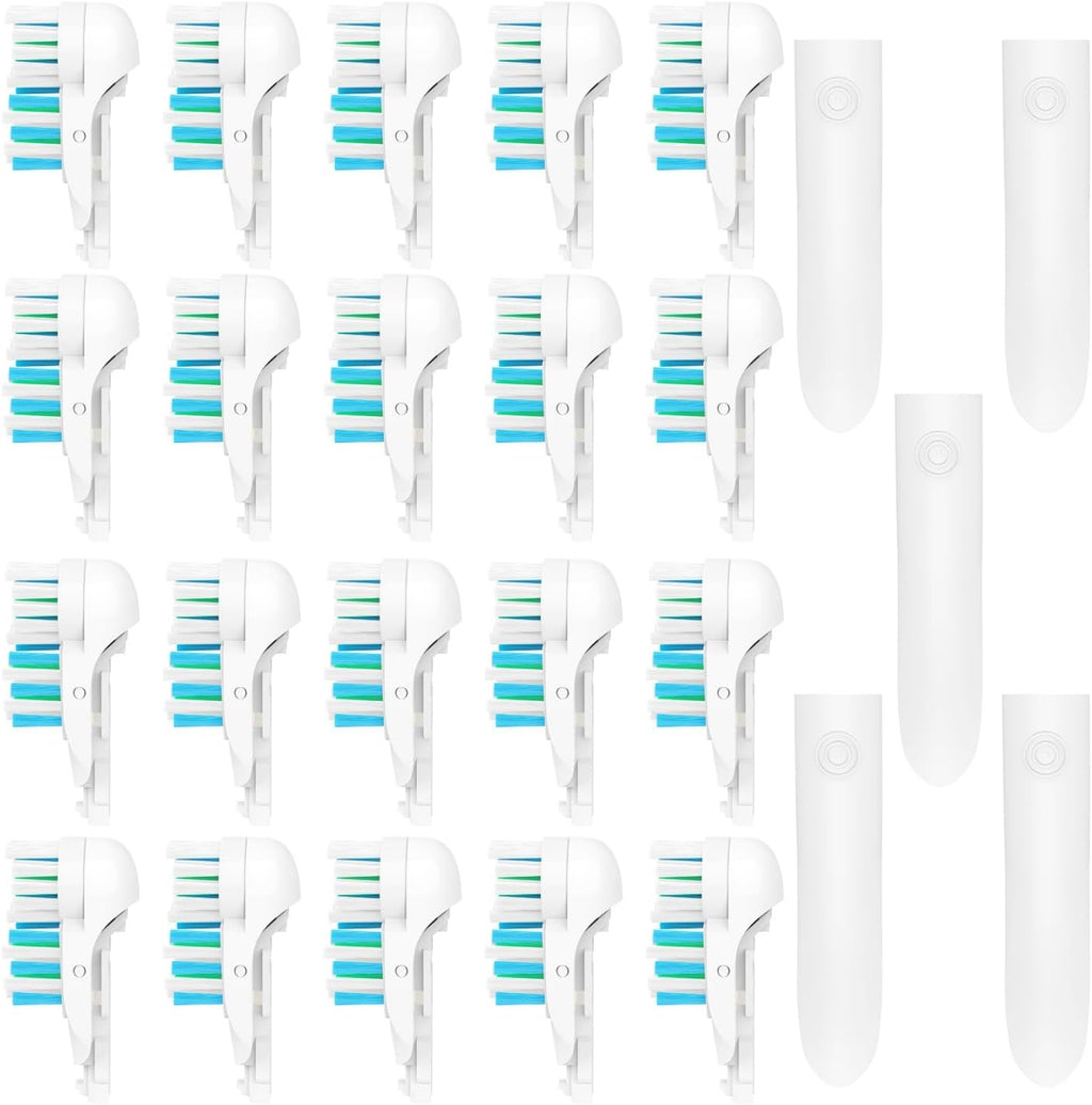 20Pcs Spinbrush Oral Toothbrush Replacements Heads Dual Cross Action Clean Attachments Sensitive Brush Refill Rotating Sets 3D White Fit for Oral B 4732 3733 4734