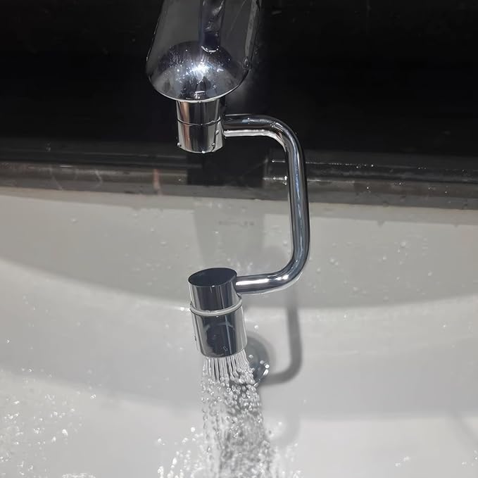 1080° Sink Faucet Aerator Extension Swivel Faucet Extender for Toddlers,2 Spray Modes Rotatable Bathroom Kitchen Faucet Extender for 25/32", 55/64",15/16" (Silver)