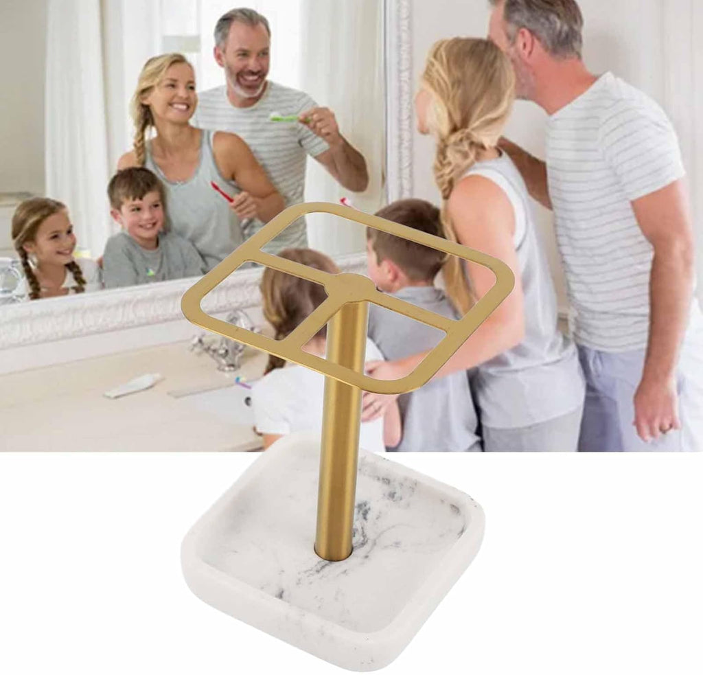 Mumusuki Stainless Steel Toothbrush Holder, Space Saving Toothpaste Organizer with Multifunctional Storage for Bathroom (Gold)