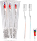 100 Pack Disposable Toothbrushes with Toothpaste Individually Wrapped, Travel Toothbrushes Bulk, Soft Bristle, 2 Colors, Travel Toothbrush Kit
