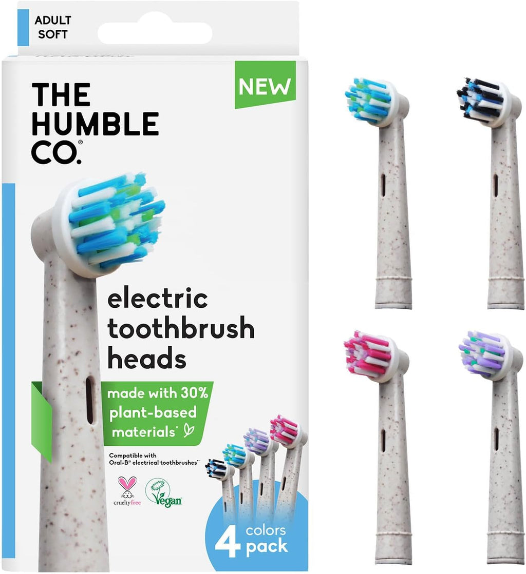 The Humble Co. Electric Toothbrush Heads – Replacement Heads Compatible with Oral B Toothbrush, Helps Remove Plaque and Eliminate Bad Breath (4pk)