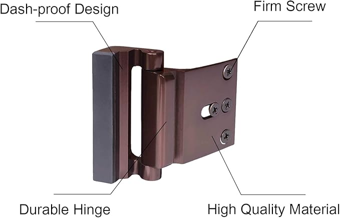 2 Pack Door Reinforcement Locks with 8 Screws, Home Security Door Lock for Toddler, Childproof Door Lock Night Lock Withstand 800 Lbs Brown