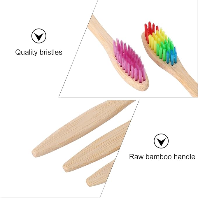 10 Pcs Natural Toothbrushes with Soft Bristles for Adults Travel Eco-Friendly Biodegradable Personal Care Teeth Brush Ergonomic Handle