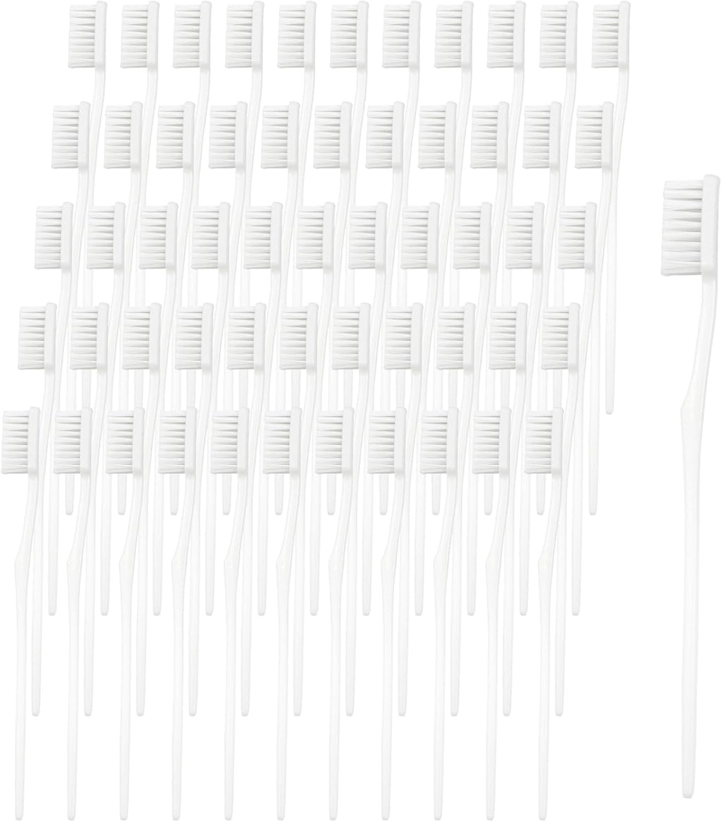 100 pcs Bulk Toothbrushes Individually Wrapped, White Manual Disposable Travel Toothbrush for Adult, Soft Bristles for Homeless,Travel, Hotels