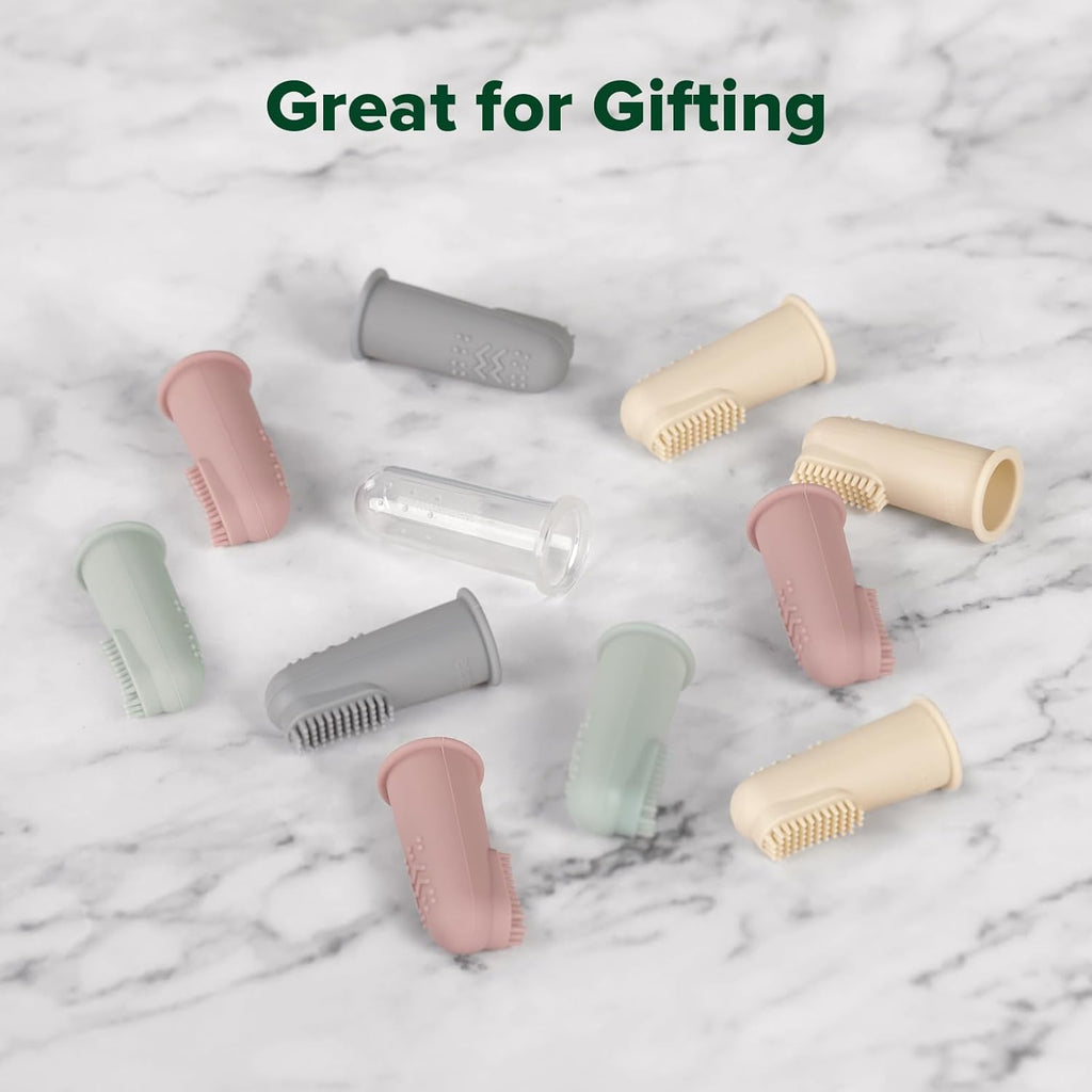 haakaa Silicone Baby Finger Toothbrush Set, Baby’s First Toothbrush with Case, Soft Bristle Toothbrush for Infant Oral Care, 3 Months +