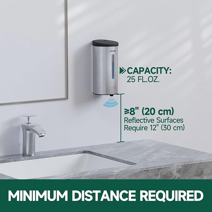 Automatic Foaming Soap Dispenser Wall Mounted 25oz (750ml) Brushed Stainless Steel with Sturdy Metal Mounting Plate Commercial Touchless