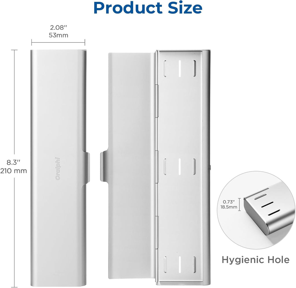 Wider Aluminum Toothbrush Travel Case, Portable Travel Toothbrush Holder, Durable Manual Toothbrush Box Container for Traveling, Bathroom, Camping, Business Trip-Not for 0.85oz Toothpaste