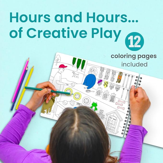 CUPKIN Sticker Book for Kids 2-4, 500+ Kids Stickers, Farmer's Market 12 Coloring Pages 12 Side by Side Scenes, Fun Toddler Travel Activity Coloring and Sticker Books for Children Ages 4-8 + 8-10