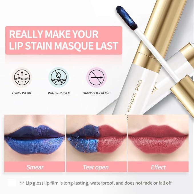 Lip Stain Peel Off – Wipe-Off Lip Stain Tattoo | Long Lasting Waterproof Lip Tint, High-Pigment Matte Lip Color, Smudge & Transfer Proof Lip Stains Masque, Kiss-Proof All-Day Lip Makeup 09#