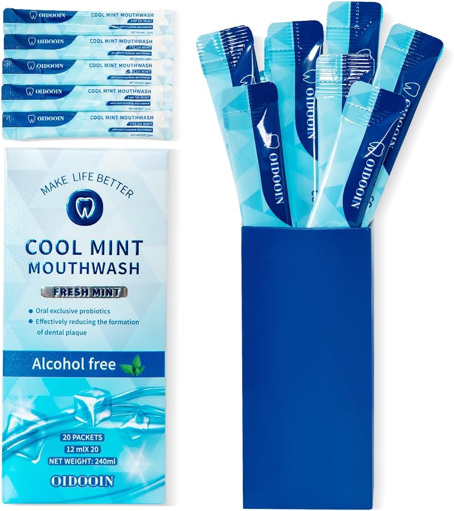 Strong Mint Mouthwash Alcohol Free, Mouth Wash for Adults, TSA Approved Mouthwash Bulk, Travel Mouth wash Prevents Cavities, Fluoride Free, Fresh Mint (0.41 Fl Oz (Pack of 20)