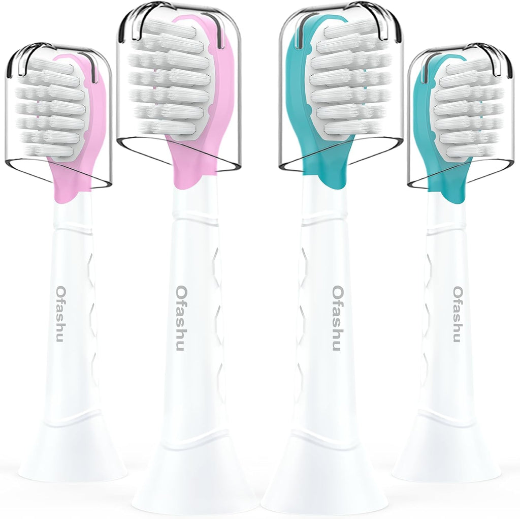 Kids Toothbrush Heads for Sonicare: Sonic Electric Replacement Brush Compatible with Phillips 6032/94 6321 6340 6042 6320 Mini Compact Head for Child 3-7, Pink Girl Green Boy 4 Pack