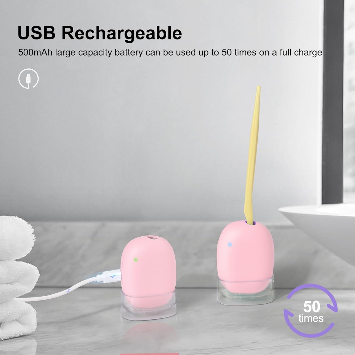 Toothbrush Holder, Toothbrush Cleaner Case, Portable USB Charging Toothbrush Cover with U V-C Light, Travel Toothbrush Holder (Pink)