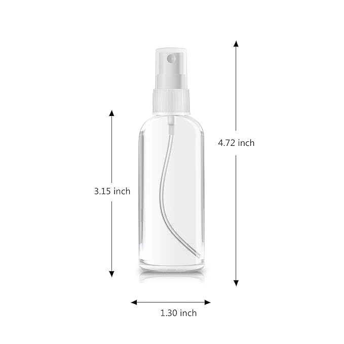 ZEROFIRE 4 Pack Spray Bottles 2oz Clear Plastic Empty Refillable Mini Spritzer for Travel, Cleaning, Gardening, Skin Care Atomizer for Essential Oils, Perfume