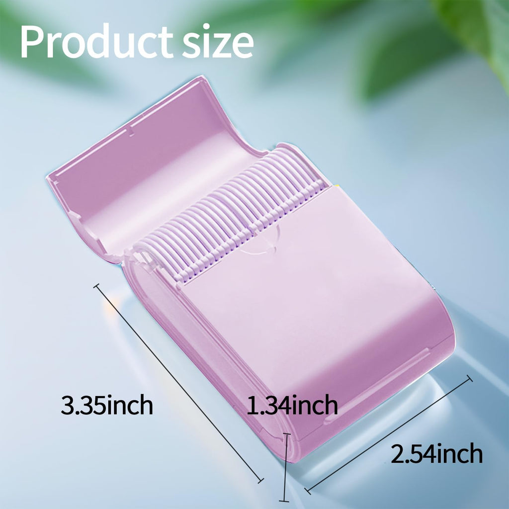 Portable Dental Floss Case 2 Box with 52 Count Floss Picks, Twin Line Design，Pink，Mint Flavor - Travel-Friendly Tooth Care Tool with Flossers Toothpick Holder - Oral Hygiene Essential.