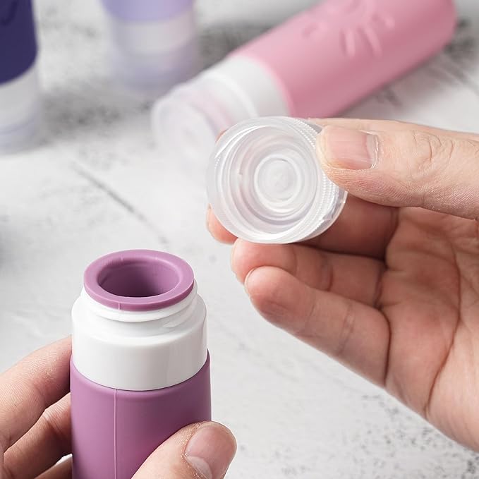 Travel Bottles for Toiletries, TSA Approved Travel Containers 3oz Leak Proof Travel Tubs Refillable Liquid Travel Accessories for Shampoo Conditioner Lotion Body Wash(Multicolored I)