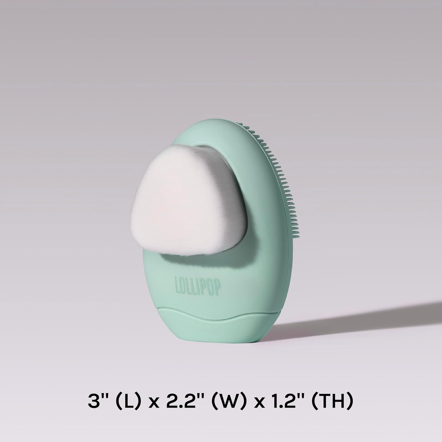 LOLLIPOP Dual-Sided Facial Cleansing Brush | Palm Size Silicone Face Exfoliator and Soft Fiber Cleanser | Manual Face Scrubber for Pores, Makeup Removal, Blackhead and Skincare Routine, Minty