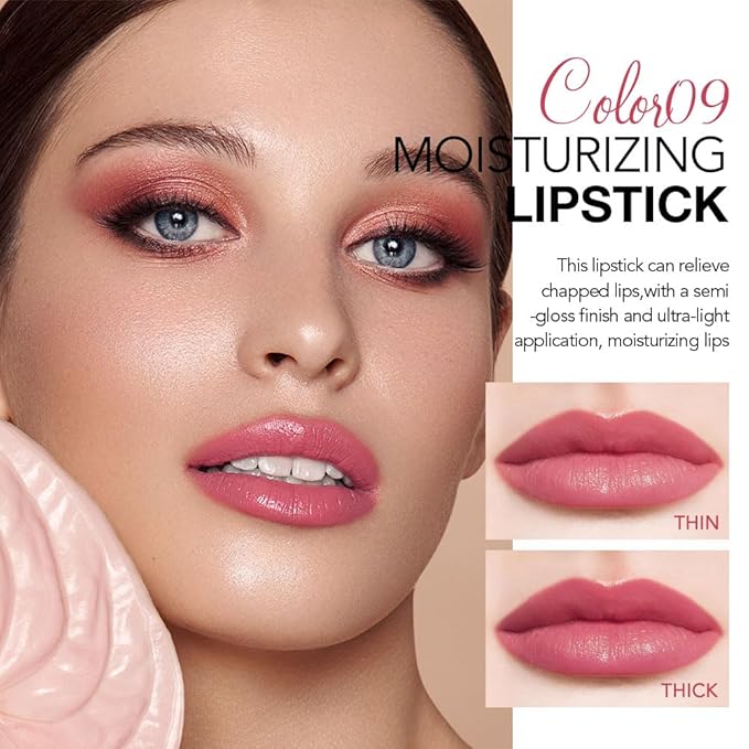 Tinted Lip Balm Moisturizing Lipstick, Light Pink Hydrating Lipstick for Women, 24 Hour Long Lasting Moisturization Lip Gloss Stain Makeup, Lightweight Non Greasy Moisturizer Lips, 09