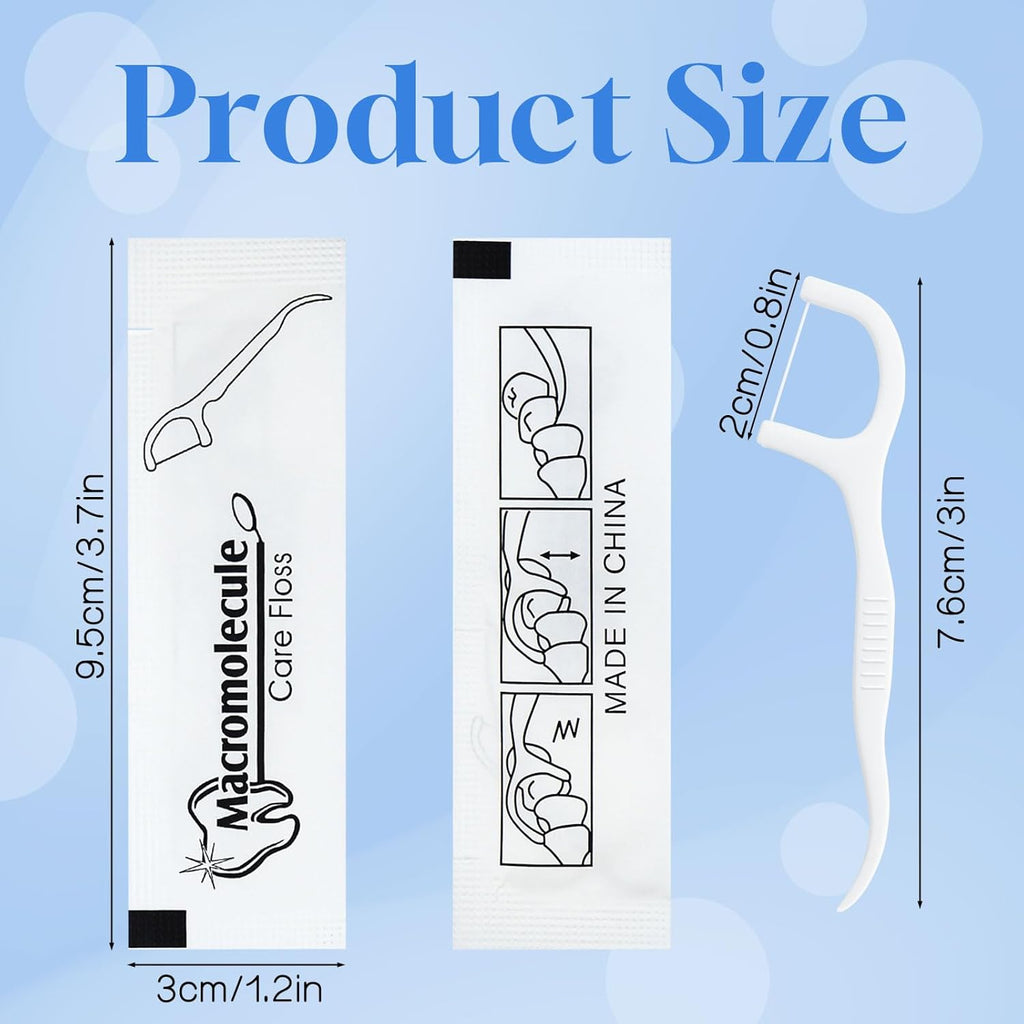 Individually Wrapped Dental Floss Picks Bulk Disposable Flossing Sticks Teeth Cleaning and Oral Care Travel Size Dental Tooth Floss Pack for Hotels, Weddings, Guests & Business Single Use (200 Pack)