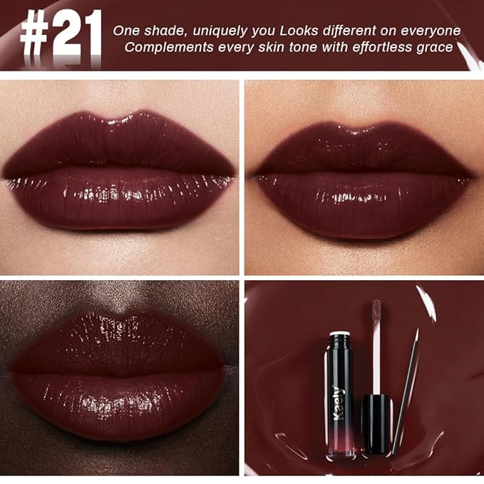 Kaely Longwear No-Budge Lipstick for Women, Highly Pigmented Liquid Lip Color Makeup, Non-Transfer Lip Gloss Stain Waterproof Smudge Proof 24 Hour, Instant Shine, Vegan & Cruelty-Free, 21 SENSUAL