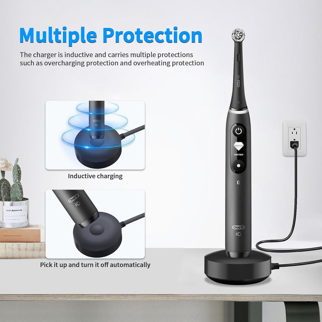 Charger for Oral B iO iO7 iO8 iO9 Electric Toothbrush, Model 3768 Magnetic Replacement Charger for Oral-B iO Electric Toothbrushs,Black（Incompatible IO4/5/6