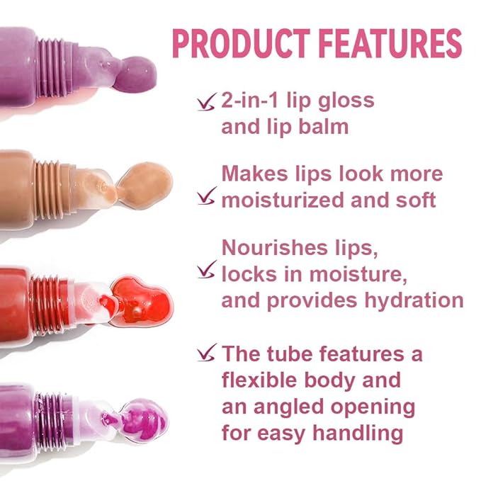 2Pcs Summer Glow Reviver Lip Balm Butter Lip Gloss, Melting Lip Serum, Ultra-Hydrating Natural Vegan Lip Oil, Sheer-Tinted Shine & Hydration, Soothes & Softens Dry Lips (02+05)
