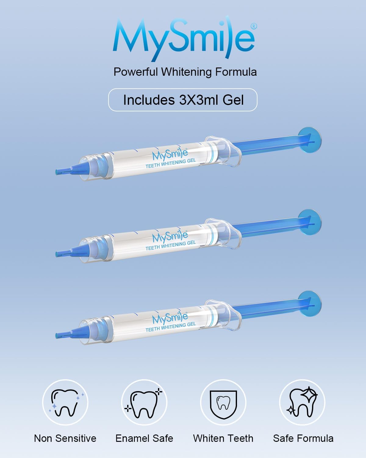 MySmile Teeth Whitening Gel Pen Refill Pack, 3 Non-Sensitive Teeth Whitening Pen, Deluxe Teeth Whitener Dental Grade Tooth Whitening Gel with Carbamide Peroxide for Home, 10 min Fast Result