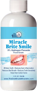 Miracle Brite Smile - 3% Hydrogen Peroxide Medical Food Grade, Peppermint, Lemon, Clove Leaf, Cinnamon and Rosemary