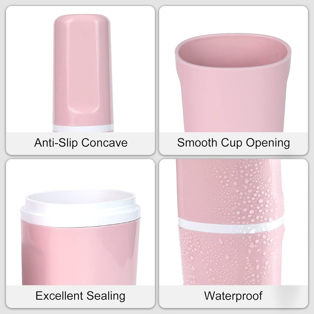 Surblue Travel Toothbrush Case Detachable Toothbrush Holder with Cover Portable Toothbrush Container for Vacation Camping Dorm Bathroom,Pink