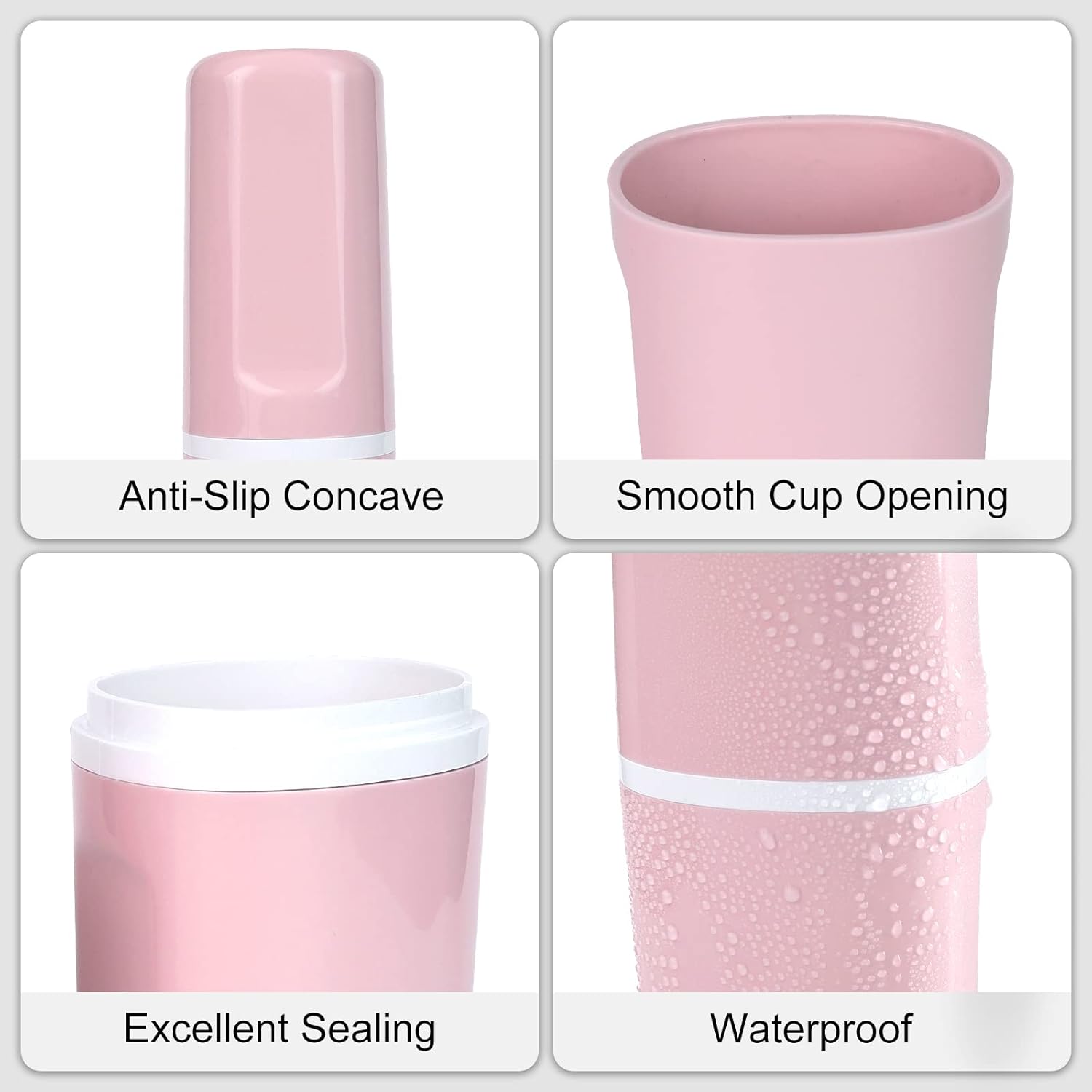 Surblue Travel Toothbrush Case Detachable Toothbrush Holder with Cover Portable Toothbrush Container for Vacation Camping Dorm Bathroom,Pink