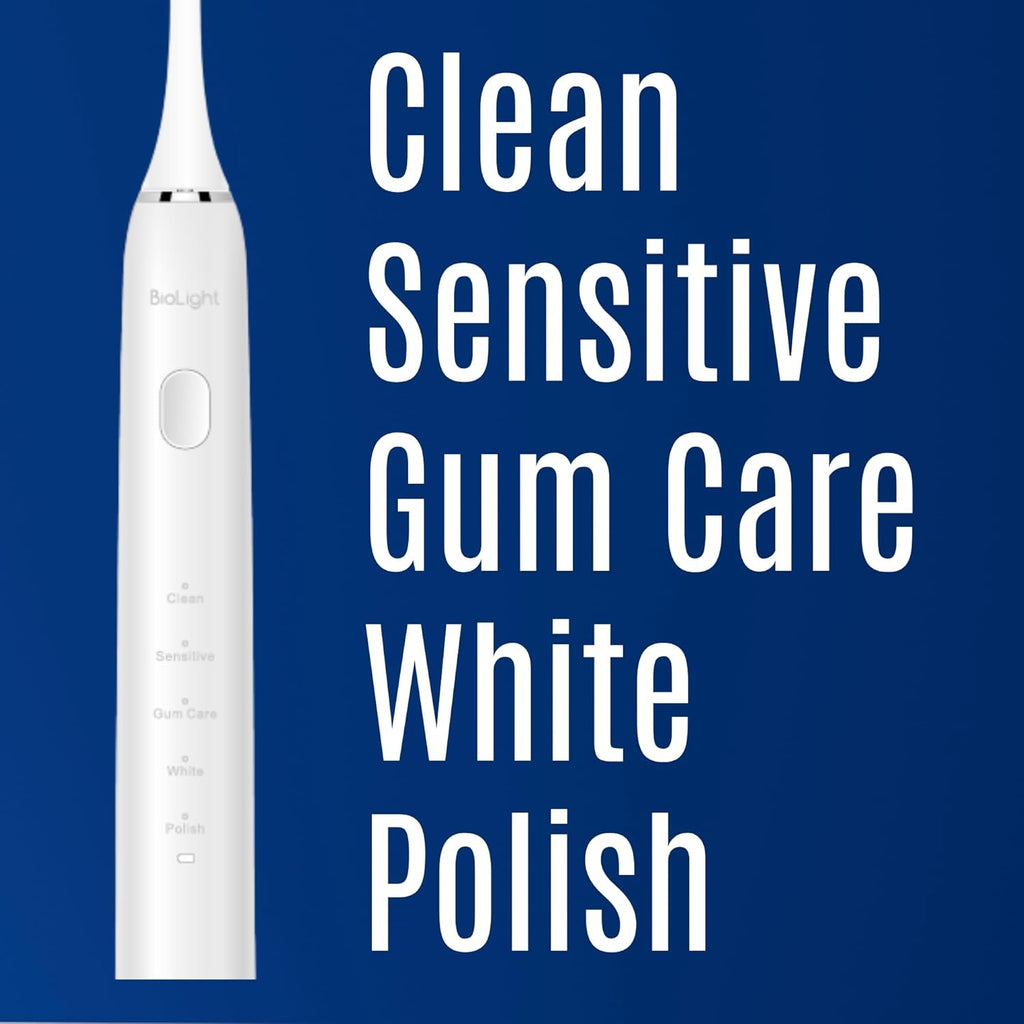 BIOLIGHT Illume Sonic Electric Toothbrush with Red & Blue Light Therapy – Professional Whitening, Gum Care & Advanced Oral Hygiene - White