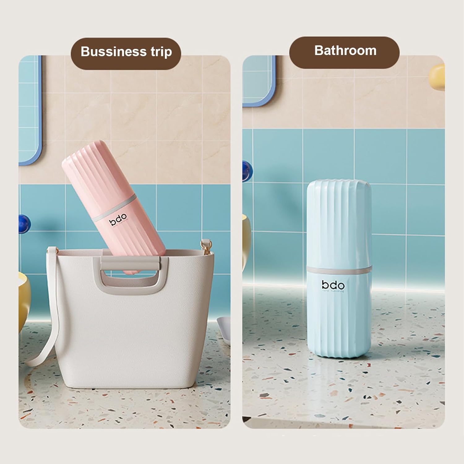 Toothbrush Travel Case Portable Toothbrush Holders with Cover Leakproof Toothbrush & Toothpaste Holder for Traveling School Camping Business Trip Bathroom