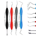 Professional Dental Curettes & Sickle Scalers 4Pcs Set – Tartar & Plaque Remover Tools for Dentists, Hygienists – Oral Care Kit with Ergonomic Silicone Handle – Periodontist Pick Tools