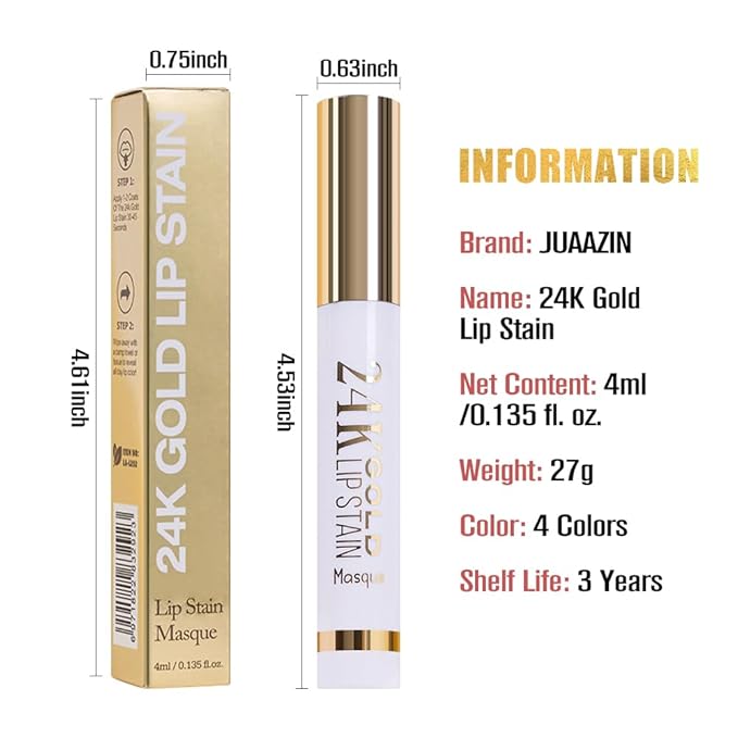 All Day Lip Stain Peel Off Gold Liquid Lip Gloss Tattoo, Light Brown Matte Finish Peel Off Lip Stain Masque, Long Lasting Waterproof Lip Tint, Transfer-proof for All Skin Types 01#